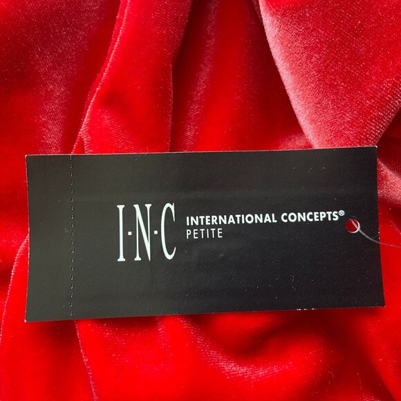 NWT INC International Concepts Velvet Velour Red Hot Top Womens Petites PS - Picture 7 of 8